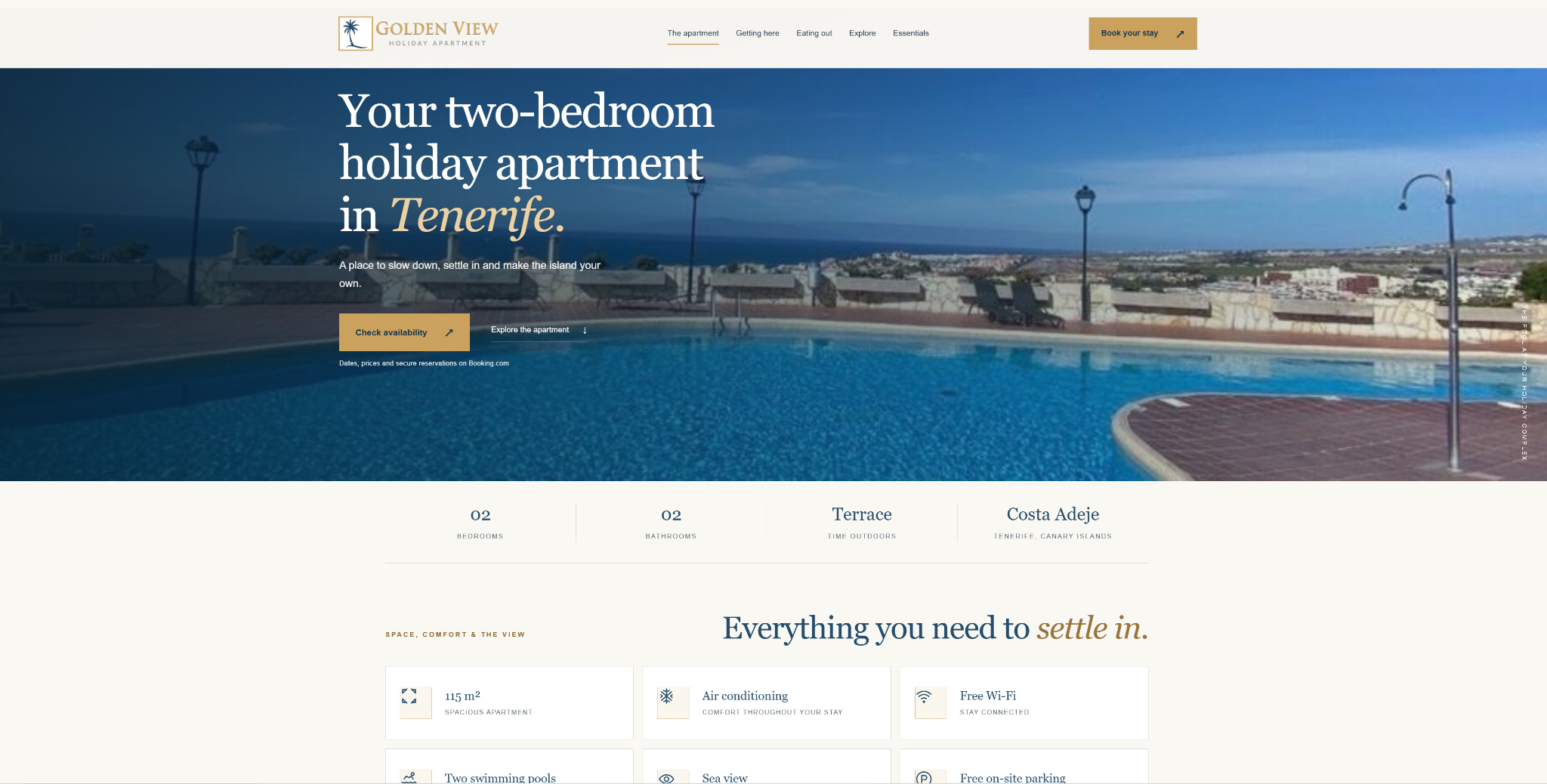 Golden View Tenerife website homepage